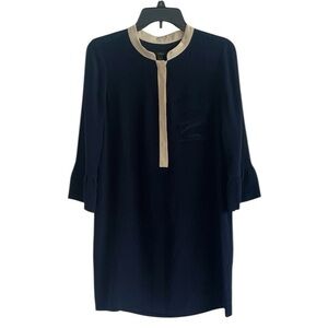 J. Crew Blue and Cream 3/4 Sleeve Silk Dress Size 4